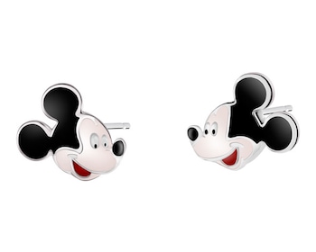Kolczyki srebrne z emalią - Myszka Mickey