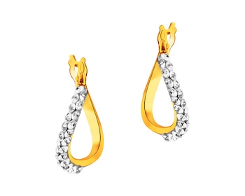 14 K Yellow Gold Earrings with Glass