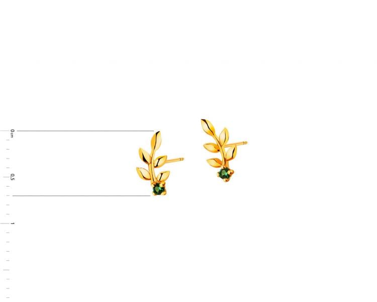 Złote kolczyki z cyrkoniami - liście