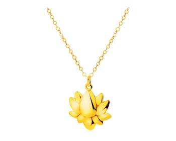 Złoty naszyjnik, ankier - kwiat lotosu