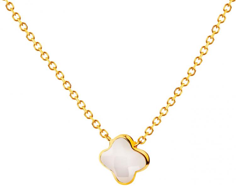 Złoty naszyjnik z naturalną masą perłową - ankier