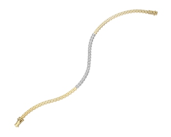 14 K Rhodium-Plated Yellow Gold Bracelet with Diamonds - 0,32 ct - fineness 14 K