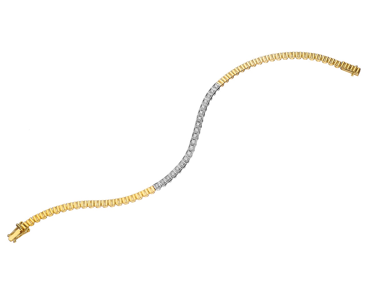 Bransoletka z żółtego złota z brylantami - 18 cm, 0,33 ct - próba 585