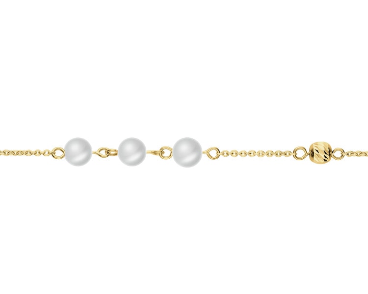 9 K Rhodium-Plated Yellow Gold Bracelet - fineness 9 K