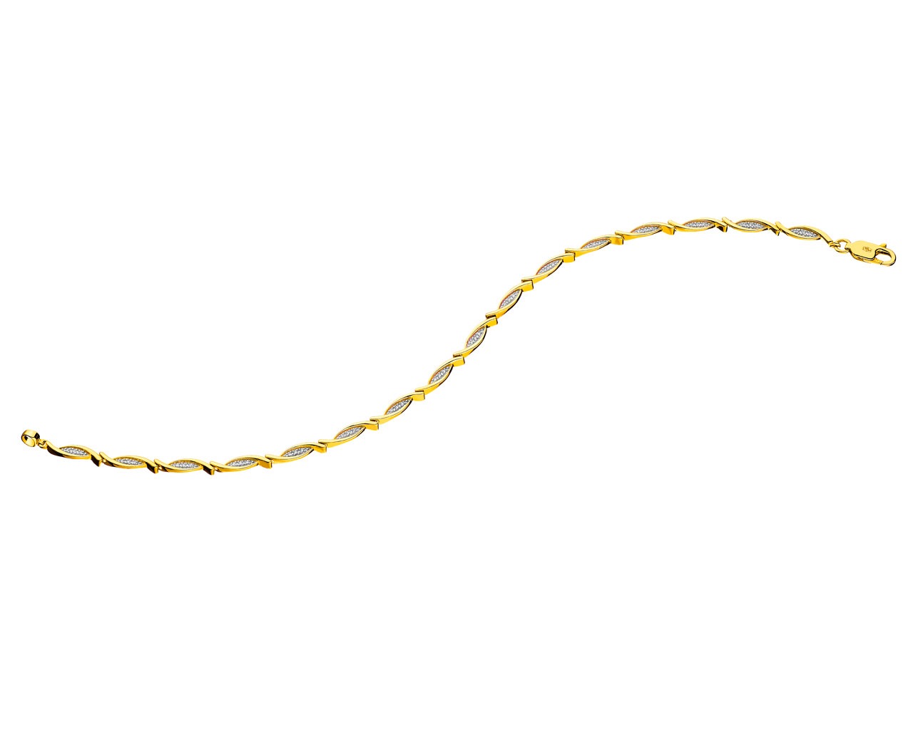 Bransoleta z żółtego złota z diamentami 0,13 ct - próba 585