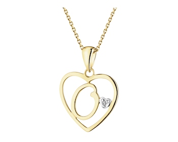 9 K Rhodium-Plated Yellow Gold Pendant with Diamond - 0,005 ct - fineness 9 K