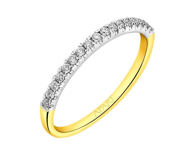 Prsten ze žlutého a bílého zlata s brilianty 0,15 ct - ryzost 585