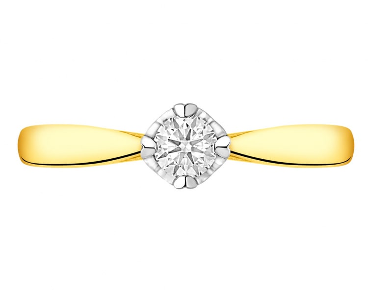 Zlatý prsten s briliantem - srdce 0,20 ct - ryzost 585