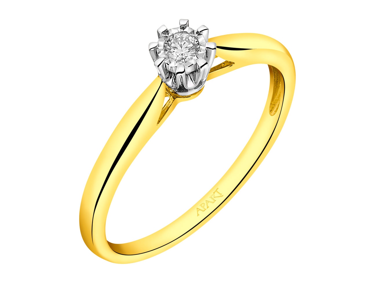 Zlatý prsten s briliantem 0,06 ct - ryzost 585
