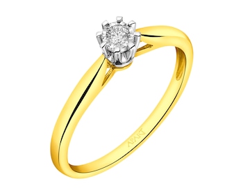 Zlatý prsten s briliantem 0,06 ct - ryzost 585