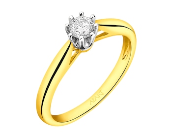 Zlatý prsten s briliantem 0,17 ct - ryzost 585