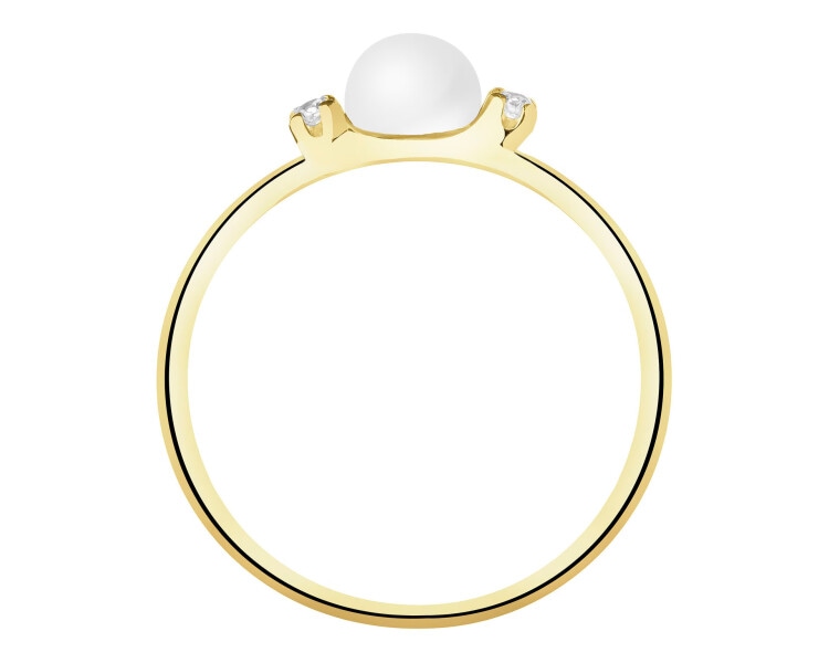 14 K Yellow Gold Ring with Pearl