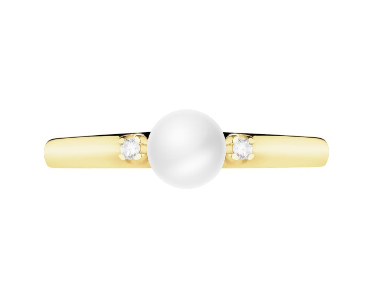 14 K Yellow Gold Ring with Pearl