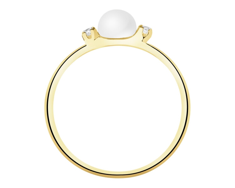 8 K Yellow Gold Ring with Pearl
