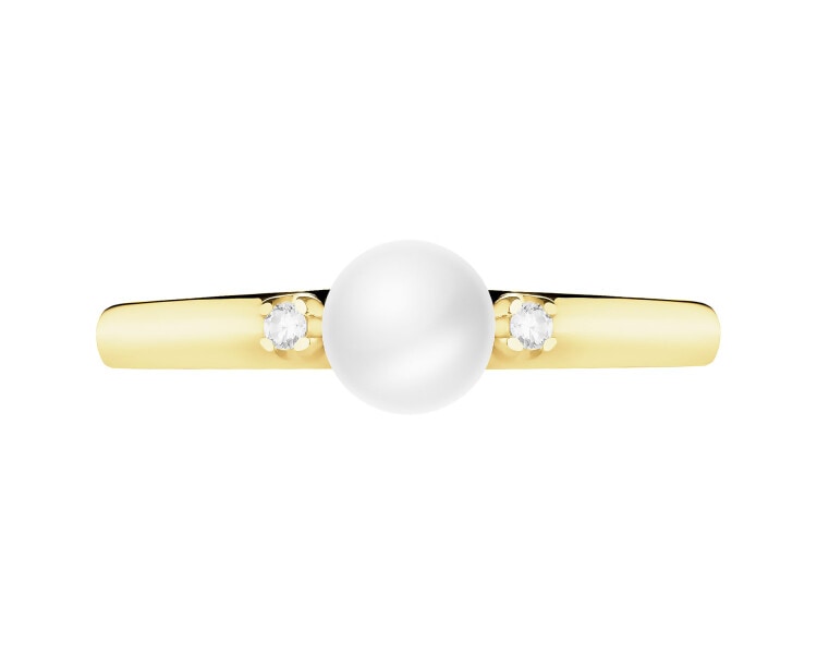 8 K Yellow Gold Ring with Pearl