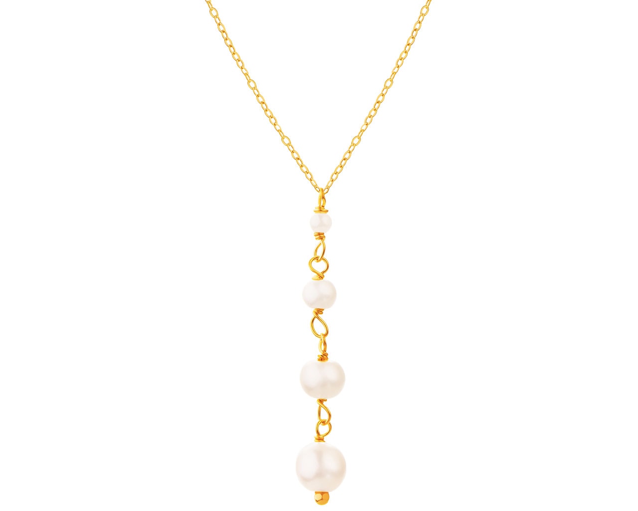 Złoty naszyjnik z perłami - ankier