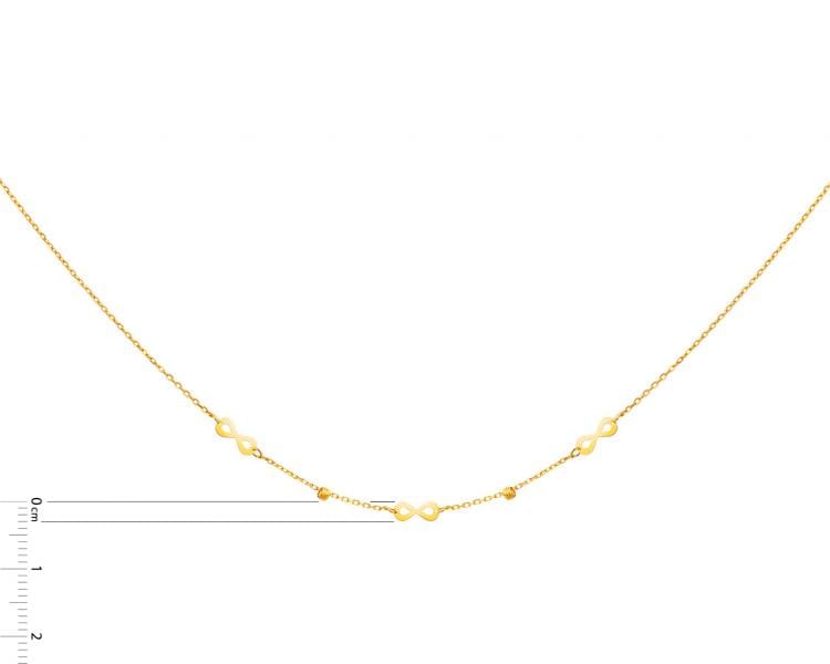 Złoty naszyjnik z cyrkonią, ankier - nieskończoności