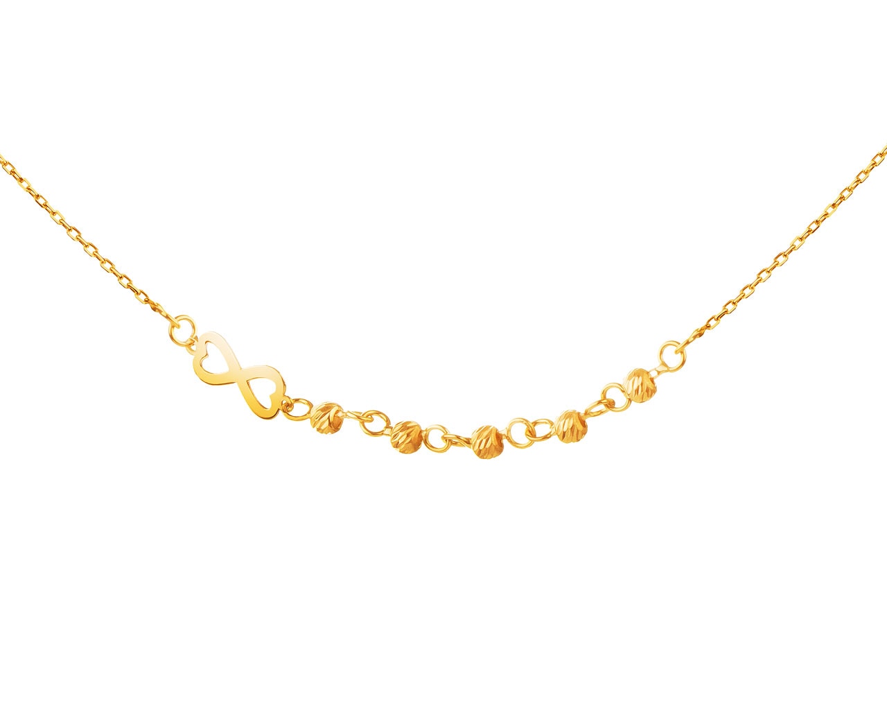 Zlatý náhrdelník se zirkony, anker - nekonečno, kuličky