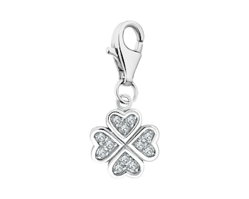 Silver charm with cubic zirconias