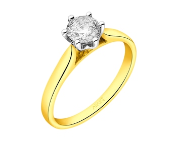 Prsten ze žlutého a bílého zlata s briliantem 0,70 ct - ryzost 585
