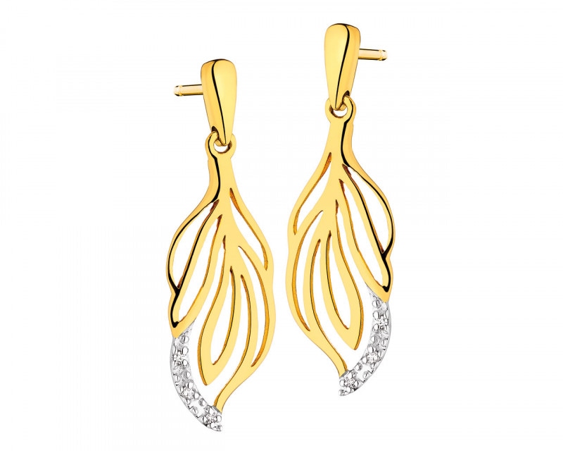 Yellow gold diamond earrings 0,01 ct - fineness 18 K