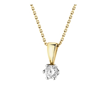 14 K Rhodium-Plated Yellow Gold Pendant with Diamond - 0,16 ct - fineness 14 K