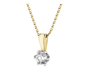 14 K Rhodium-Plated Yellow Gold Pendant with Diamond - 0,25 ct - fineness 14 K