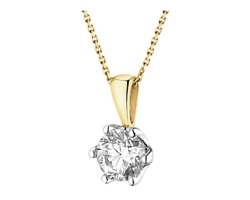 14 K Rhodium-Plated Yellow Gold Pendant with Diamond - 0,70 ct - fineness 14 K