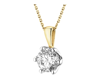 14 K Rhodium-Plated Yellow Gold Pendant with Diamond - 1,00 ct - fineness 14 K