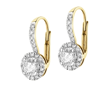 14 K Rhodium-Plated Yellow Gold Earrings  - 0,94 ct - fineness 14 K