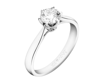 18 K Rhodium-Plated White Gold Ring - 0,72 ct - fineness 18 K