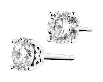 White gold earrings with brilliants 0,88 ct - fineness 14 K