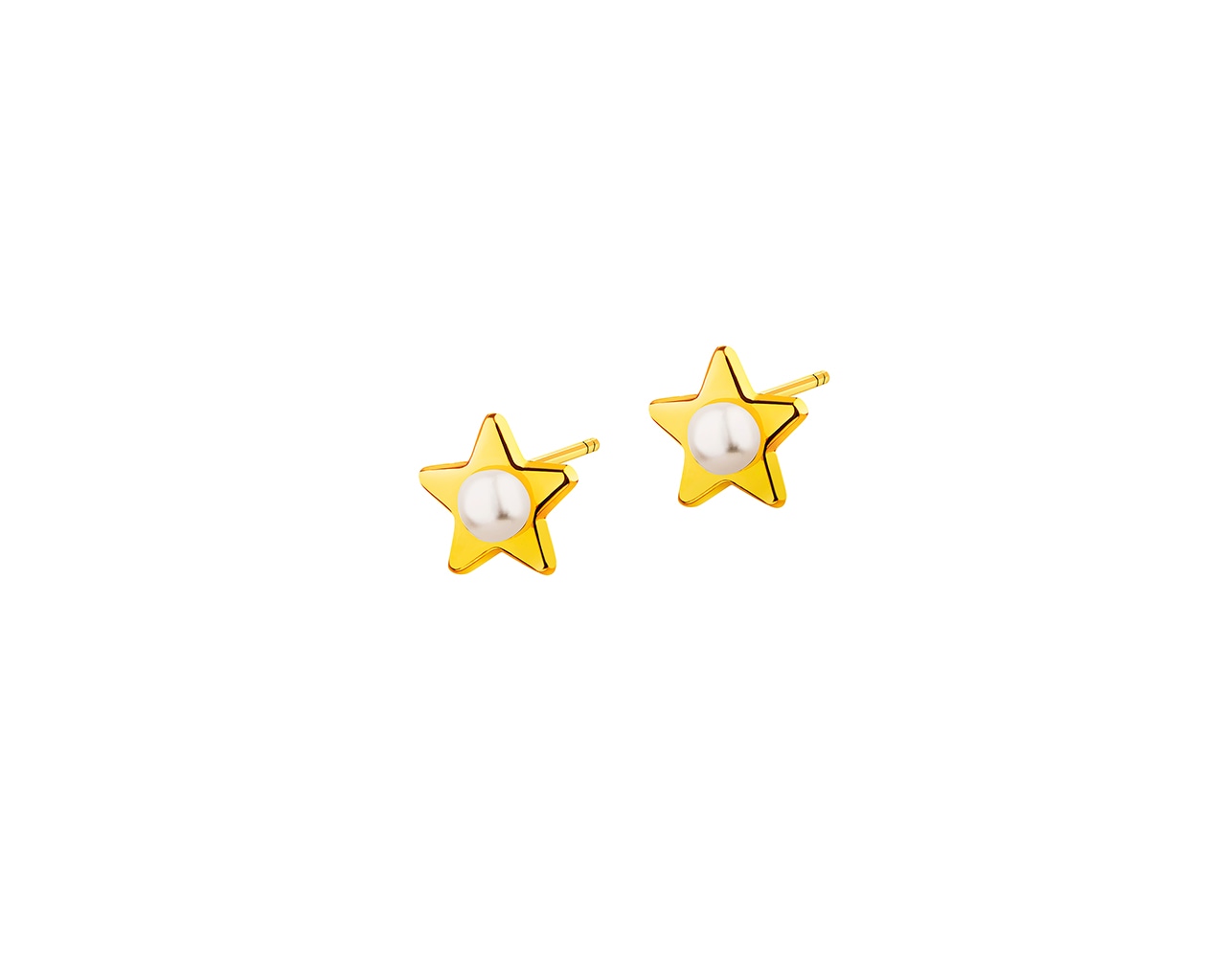 Złote kolczyki z perłami - gwiazdy