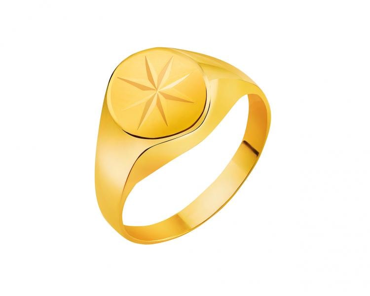 Yellow Gold Signet-Ring - Star