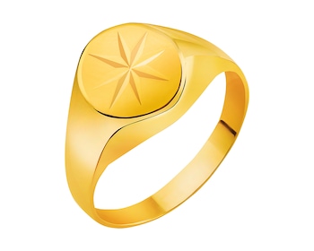 Yellow Gold Signet-Ring - Star