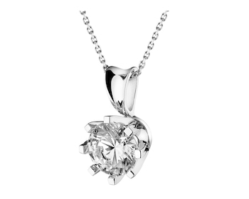 14 K Rhodium-Plated White Gold Pendant with Diamond - 1,00 ct - fineness 14 K