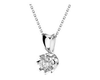 14 K Rhodium-Plated White Gold Pendant with Diamond - 0,40 ct - fineness 14 K