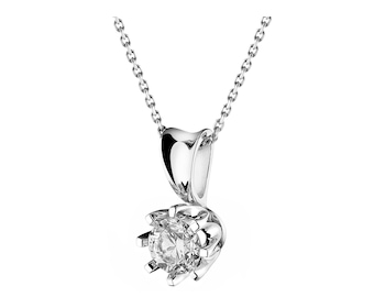 14 K Rhodium-Plated White Gold Pendant with Diamond - 0,44 ct - fineness 14 K