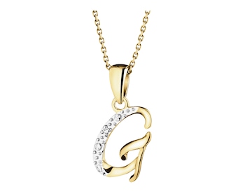 9 K Rhodium-Plated Yellow Gold Pendant with Diamond - 0,003 ct - fineness 9 K