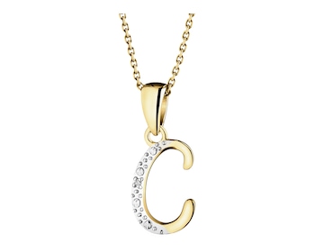 9 K Rhodium-Plated Yellow Gold Pendant with Diamond - 0,003 ct - fineness 9 K