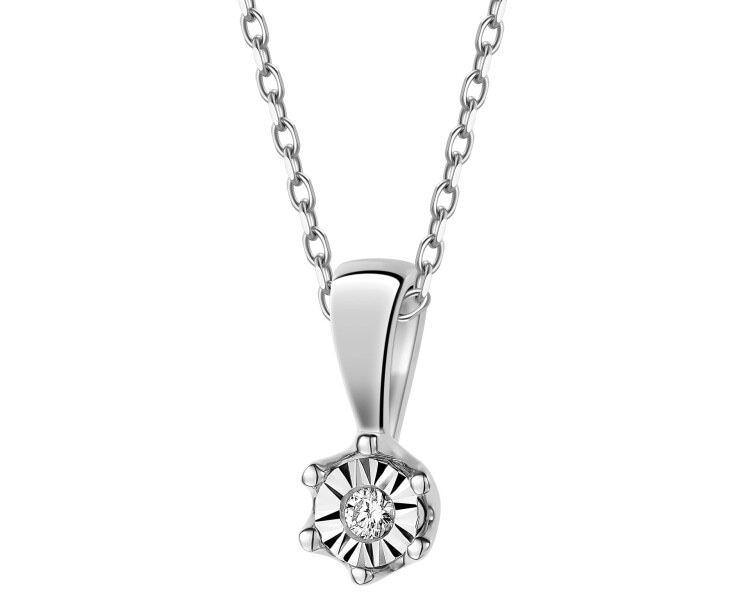 White Gold Diamond Pendant - 0,01 ct - fineness 9 K