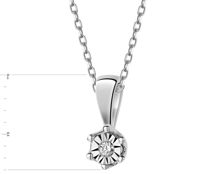 White Gold Diamond Pendant - 0,01 ct - fineness 9 K