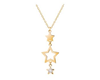 Pozlacený stříbrný náhrdelník se sklem - hvězdy