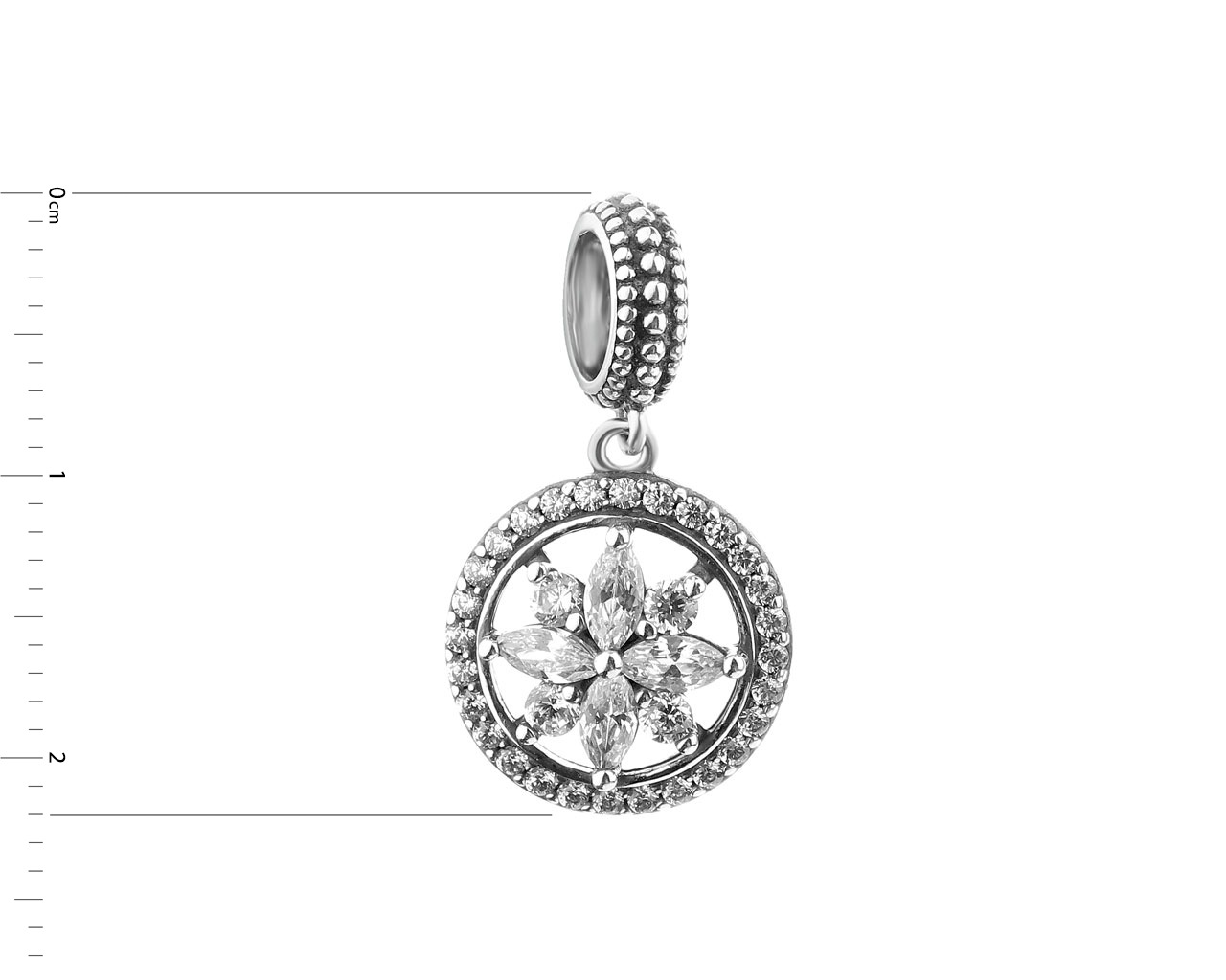 Zawieszka srebrna na bransoletę beads z cyrkoniami - kwiat