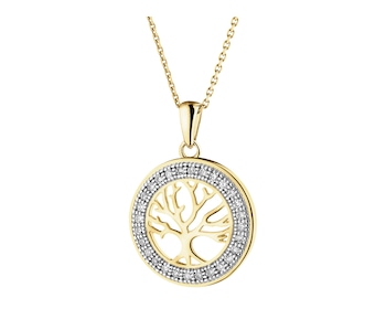 14 K Rhodium-Plated Yellow Gold Pendant with Diamonds - 0,10 ct - fineness 14 K