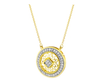 Zlatý náhrdelník s diamanty - rozeta 0,10 ct - ryzost 585