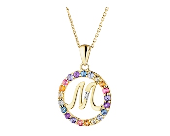 9 K Rhodium-Plated Yellow Gold Pendant  - fineness 9 K