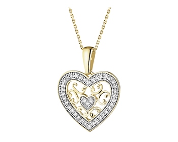 14 K Rhodium-Plated Yellow Gold Pendant with Diamonds - 0,12 ct - fineness 14 K