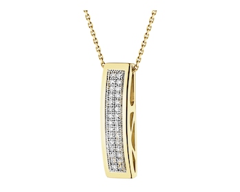 14 K Rhodium-Plated Yellow Gold Pendant with Diamonds - 0,10 ct - fineness 14 K