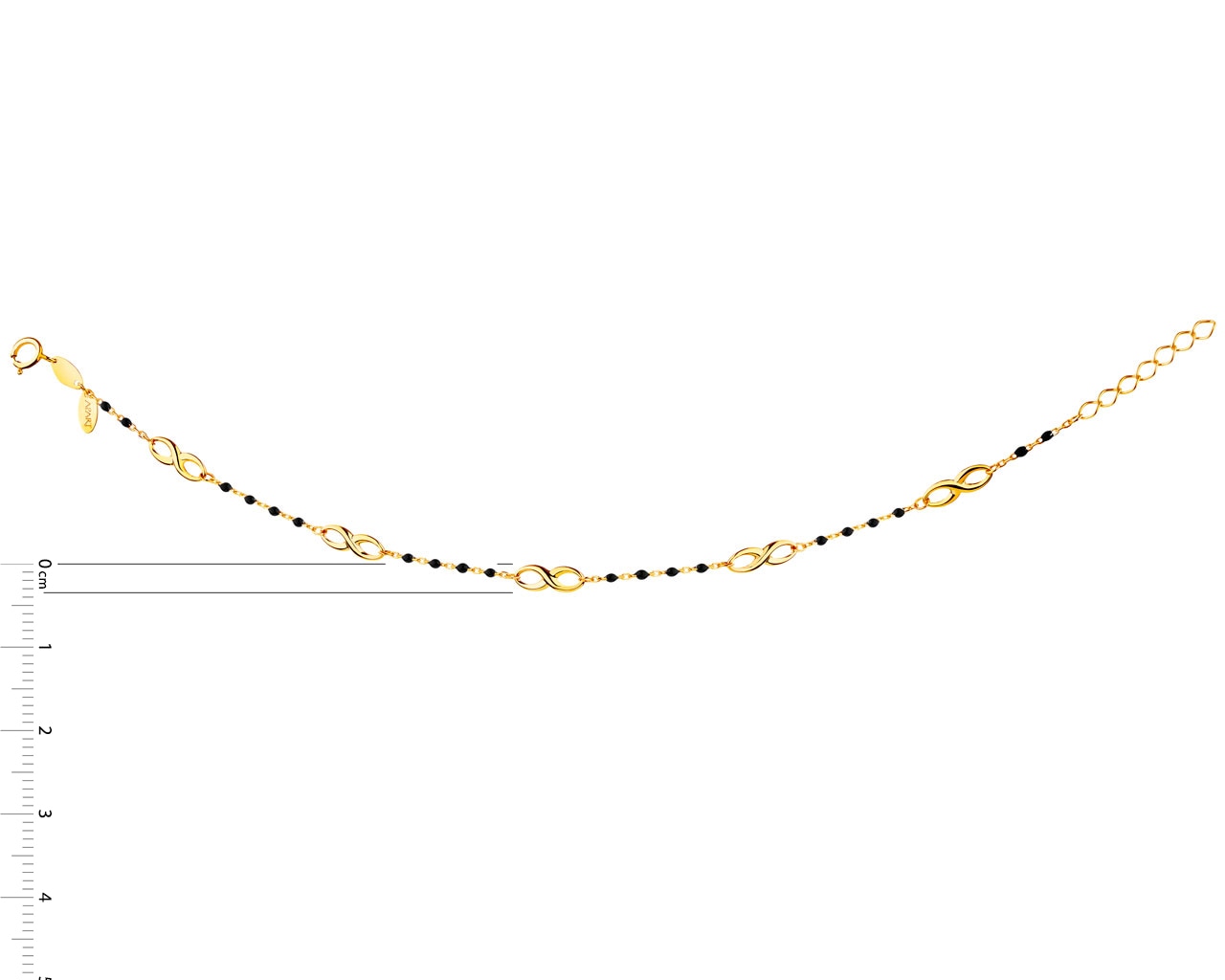 Złota bransoletka z emalią, ankier - nieskończoności